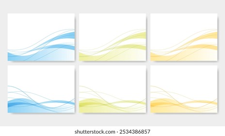 Conjunto de fondos abstractos curvados lisos, Ilustración vectorial