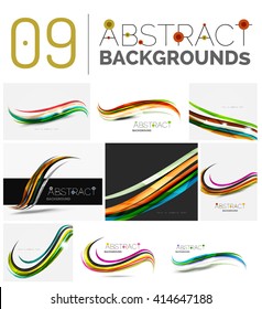 Set of smooth elegant identity waves. Presentation banner wallpaper or identity business card message design template set