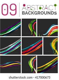 Set of smooth elegant identity waves. Presentation banner wallpaper or identity business card message design template set