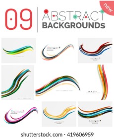 Set of smooth elegant identity waves. Presentation banner wallpaper or identity business card message design template set