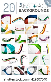 Set of smooth elegant identity waves. Presentation banner wallpaper or identity business card message design template set