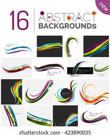 Set of smooth elegant identity waves. Presentation banner wallpaper or identity business card message design template set