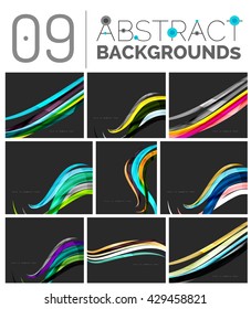 Set of smooth elegant identity waves. Presentation banner wallpaper or identity business card message design template set