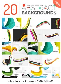 Set of smooth elegant identity waves. Presentation banner wallpaper or identity business card message design template set