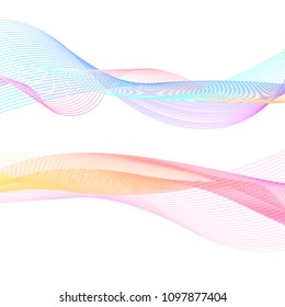Set smooth flow lines isolated on white background. Abstract wave, soundwave, sound. Vector illustration	