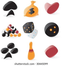 Set of smooth game and gambling icons. Vector illustration. Letter "$" is not part of any existing font, it was drawn by hand.