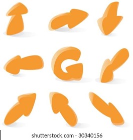 Set of smooth and glossy arrows. Vector illustration.