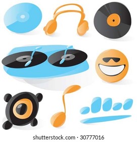 Set of smooth and glossy dj icons. Vector illustration.