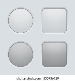 Set of smooth gray buttons. User interface elements. Vector illustration