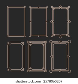 A set of smooth rectangular frames with horizontal borders in oriental style for video thumbnails, banners, web presentations, cards, vector.