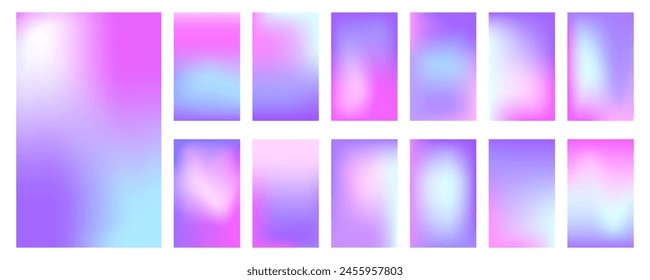Set of smooth summer color vector background gradient illustration