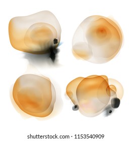 Set of smooth watercolor spots isolated on white background. Gold splashes. Vector eps 10