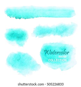 Conjunto de manchas acuáticas lisas en tonos pastel suaves: azul, turquesa, acuamarina