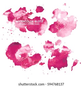 Set of smooth watercolor spots in soft pastel colors