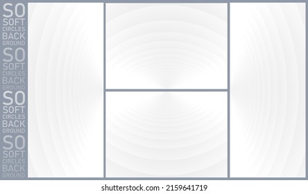 Set of smooth white and grey color, circular lines background. Vector banner illustration.