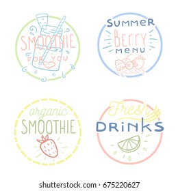 Set of smoothie drink badges. Can be used for packaging design. Vector illustration