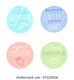 Set of smoothie specials stickers. Vector illustration