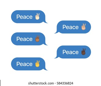 Set of SMS bubbles messages with dialog words and emoji. Vector illustration. Piece word and gesture