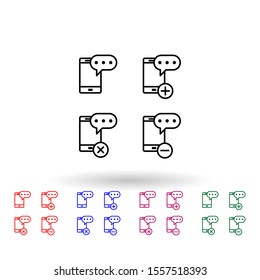 Set of sms smartphone multi color icon. Simple thin line, outline vector of phone icons for ui and ux, website or mobile application