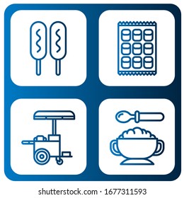 Set of snack icons. Such as Corn dog, Marshmallow, Hot dog, Baby food , snack icons