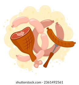 A set of snacks for beer. Sausage, ham, sausages. Beer festival.