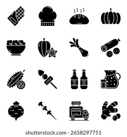 Set of Snacks Linear Icons 

