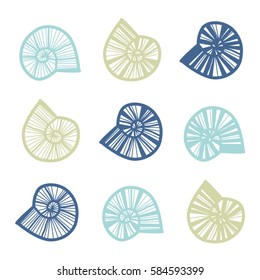 Set of snail conchs - vector illustration