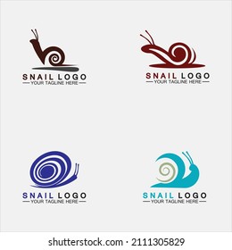 Set Snail logo template vector icon illustration design