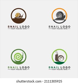 Establecer diseño de ilustración de icono del vector de la plantilla de logotipo de Snail