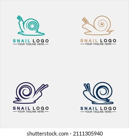 Set Snail logo template vector icon illustration design