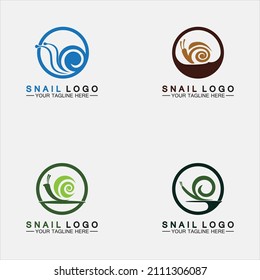 Set Snail logo template vector icon illustration design