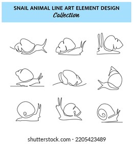 Set of snail one continuous line drawing. Cute decoration hand drawn elements. Vector illustration of minimalist style on a white background.