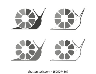 set snail too slow loading icon in flat, vector illustration