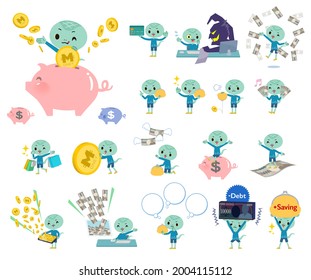 A set of Snake boy with concerning money and economy.It's vector art so it's easy to edit.