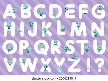 A set of Snake boy designed with alphabet.It's vector art so it's easy to edit.