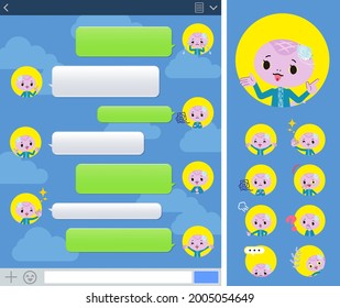 A set of Snake girl with expresses various emotions on the SNS window.It's vector art so it's easy to edit.