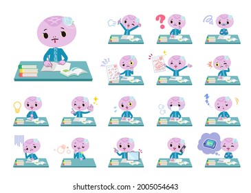 A set of Snake girl on study.It's vector art so it's easy to edit.