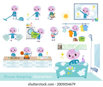 A set of Snake girl related to housekeeping.It's vector art so it's easy to edit.