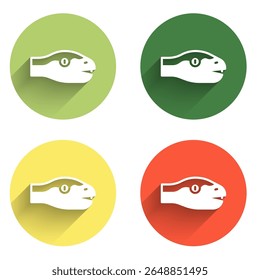 Set Snake icon isolated with long shadow background. Color circle button. Vector