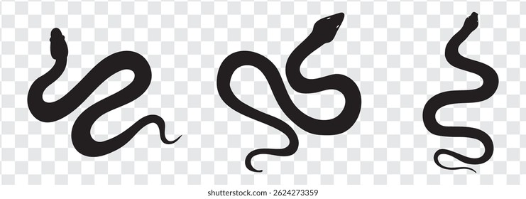 Set  of Snake icon, logo isolated on white background.