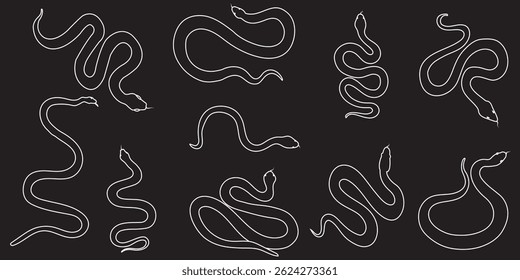 Set  of Snake icon, logo isolated on white background.