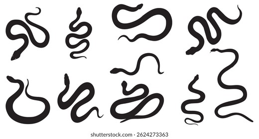 Set  of Snake icon, logo isolated on white background.