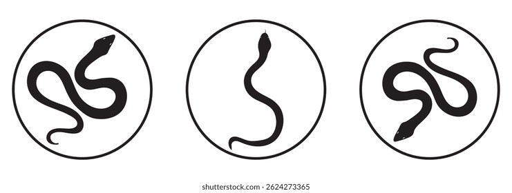 Set  of Snake icon, logo isolated on white background.