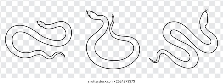 Set  of Snake icon, logo isolated on white background.