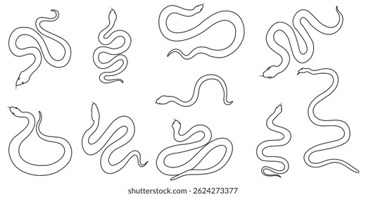 Set  of Snake icon, logo isolated on white background.