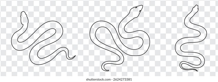 Set  of Snake icon, logo isolated on white background.