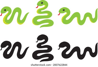 Set of snake illustrations. snake coils itself.