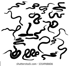 set of snake silhouettes