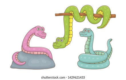 Set of Snakes. isolated on white background
