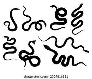 Set of Snakes Silhouette, Wild Animals, Dangerous
